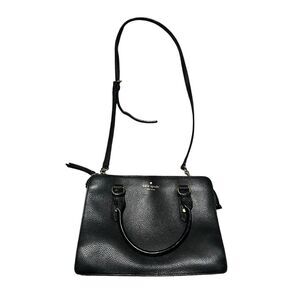 Kate Spade New York Lise Mulberry Black Pebbled Leather Satchel Crossbody Strap‎